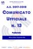 Comunicato Ufficiale n. 13