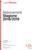 Abbonamenti Stagione 2018/2019