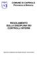 COMUNE DI CAPRIOLO PROVINCIA DI BRESCIA REGOLAMENTO SULLA DISCIPLINA DEI CONTROLLI INTERNI