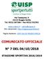 COMUNICATO UFFICIALE