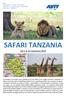 SAFARI TANZANIA. Dal 5 al 13 novembre 2019