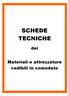 SCHEDE TECNICHE. dei. Materiali e attrezzature cedibili in comodato