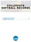 COLLEGIATE SOFTBALL RECORDS. Collegiate Season Records 2 Collegiate Career records 9