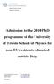 Admission to the 2010 PhD programme of the University of Trieste School of Physics for non-eu residents educated outside Italy