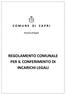 C O M U N E D I C A P R I. Provincia di Napoli REGOLAMENTO COMUNALE PER IL CONFERIMENTO DI INCARICHI LEGALI