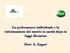 La performance individuale e la valorizzazione del merito in sanità dopo la legge Brunetta. Dott. A. Zagari