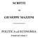 SCRITTI GIUSEPPE MAZZINI. POLITICA ed ECONOMIA