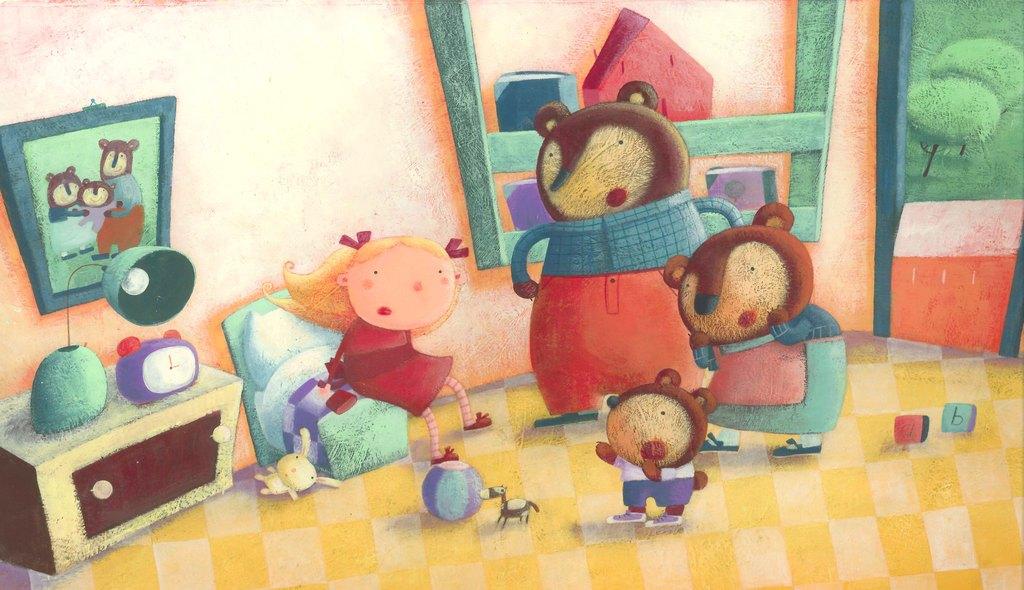 2009 - goldilocks and the three bears illustrazione di prova per ladybird Pubblicata su: