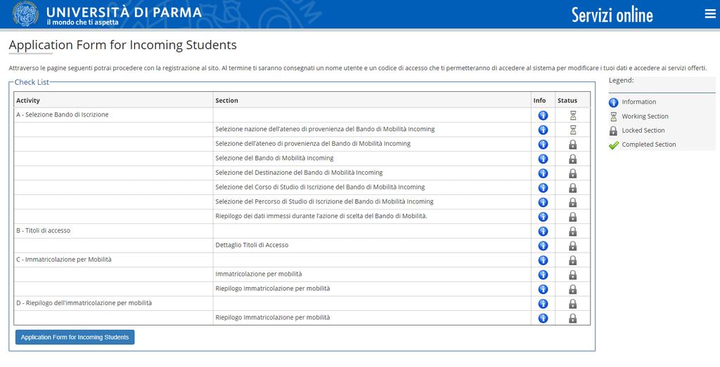 Cliccare su APPLICATION