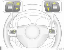 .. 110 Comandi Regolazione del volante Comandi al volante Sbloccare la leva, regolare la posizione del volante, quindi riportare la leva in posizione