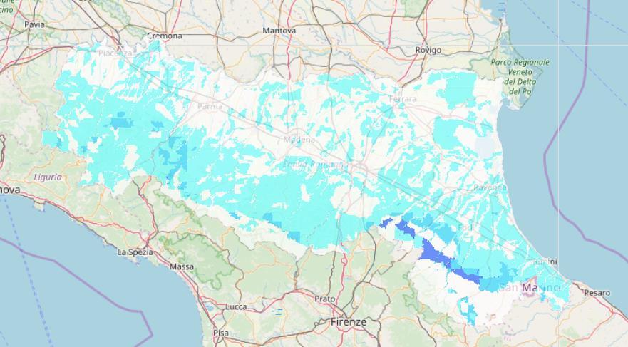 Precipitazioni cumulate dal giorno + 3 al giorno + 9 utilizzando i dati del centro europeo (ECMWF) Servizio inserito nel Bollettino Agrometeo della Regione Emilia Romagna, relativamente alla