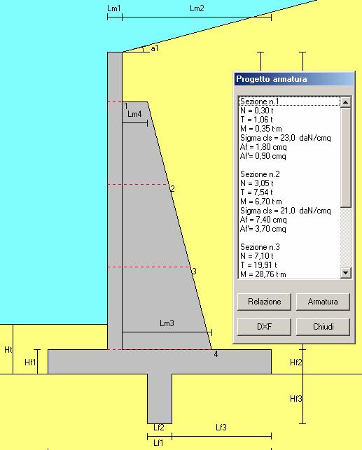 Il dimensionamento dell armatura viene realizzato con riferimento ai parametri presenti nella finestra Parametri Armatura.