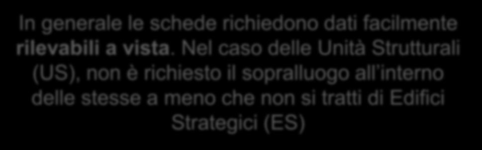 essere inseriti direttamente a tavolino, prima o dopo la campagna di sopralluoghi (per esempio la