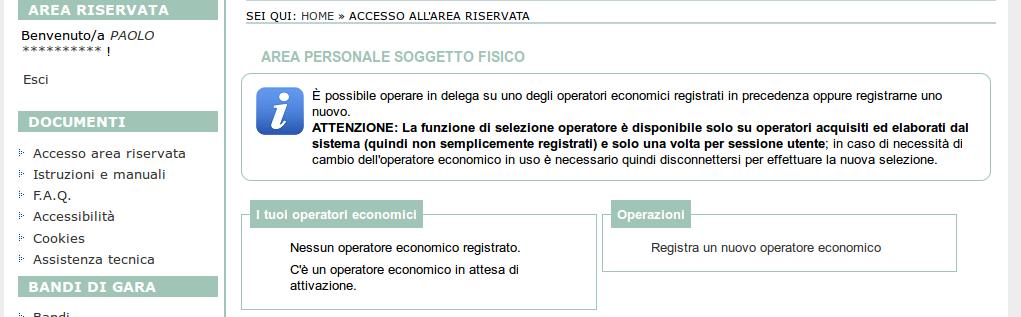 Si arriva quindi alla scheda riepilogativa. Concludere l inserimento cliccando sul pulsante Invia per effettuare la trasmissione della richiesta di registrazione dell operatore economico.