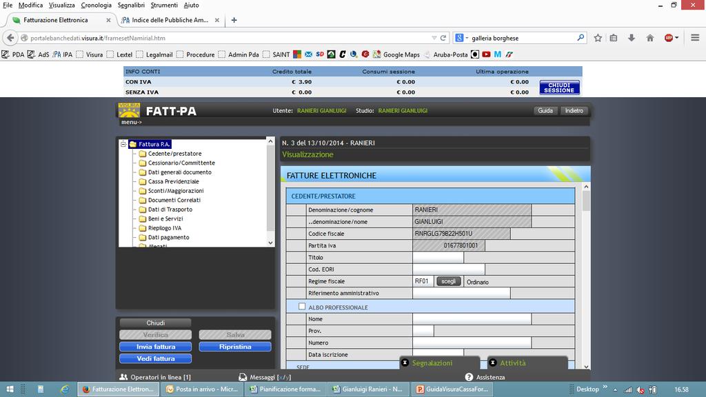 FATTURAZIONE ELETTRONICA Inserimento nuova fa#ura Una volta che la fa/ura è completa, la procedura consente: >> La visualizzazione grafica della stessa (tasto Vedi fa#ura)