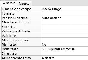 Vincoli sui campi Ad ogni campo si può assegnare un elemento aggiuntivo, che rappresenta un vincolo a cui i valori del campo debbono soddisfare.