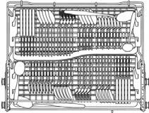 Per un lavaggio ottimale, posizionare le posate come illustrato (manici dei cucchiai rivolti verso l interno). Prestare attenzione agli oggetti taglienti/ affilati. Pericolo di lesioni!
