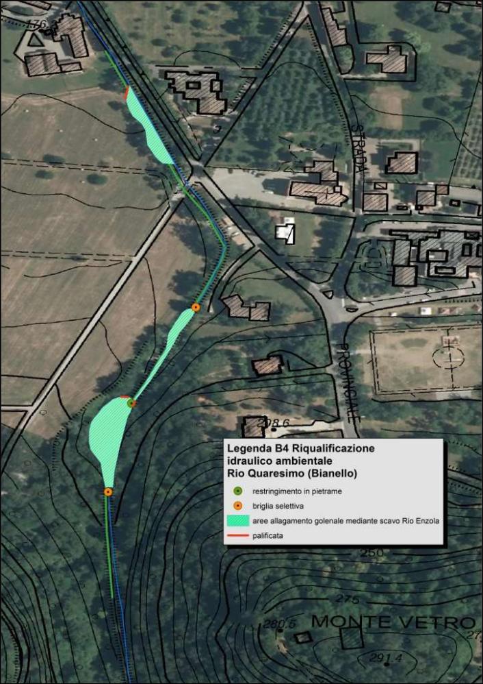 Figura 1 Quadro riassuntivo degli interventi realizzati lungo il rio Bianello (bacino del
