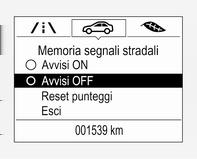 funzione nel menù del Driver Information Center, il display visualizzerà l'ultimo segnale stradale rilevato.