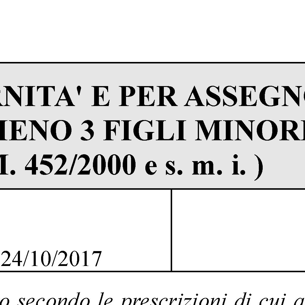 maternità; Assegno al nucleo familiare con almeno tre figli minori per l'anno ;