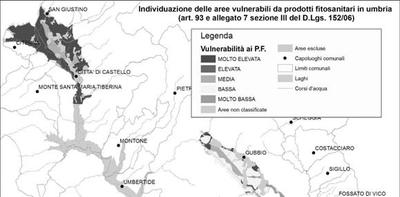 Classificazione Capacità di attenuazione Vulnerabilità degli acquiferi Livello di Vulnerabilità ai prodotti fitosanitari Classe di Vulnerabilità ai prodotti fitosanitari ALTA, ELEVATA o MOLTO ELEVATA