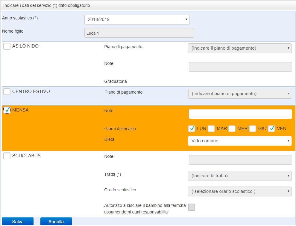 104/92, o in caso di fruizione di dieta speciale, andrà prodotta copia della documentazione relativa da inviare via e-mail o da consegnare personalmente al Comune ove ha sede la Scuola frequentata.