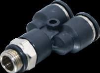 PUSH-IN FITTINGS RACCORDS INSTANTANES RACCORDI INNESTO RAPIDO PST-G ROTARY TEE LATERAL ADAPTOR PARALLEL / T PIQUAGE LATÉRAL MÂLE CYLINDRIQUE / T MASCHIO LATERALE CILINDRICO CODE tube Ø A B C E G H I