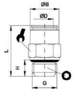 PUSH-IN FITTINGS STAINLESS STEEL RACCORDS INSTANTANES INOX RACCORDI INNESTO RAPIDO IN ACCIAIO INOX A0X STRAIGHT MALE ADAPTOR PARALLEL / DROIT MÂLE CYLINDRIQUE / DIRITTO MASCHIO CILINDRICO CODE ØD G