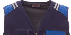 Men s contrasting two-tone vest, jeans-type fitted cut, front fastening with zip, front zip fastener, two