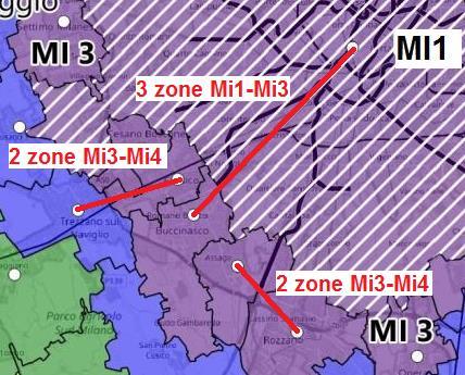 La tariffe STIBM (1/3) La tariffa minima acquistabile a Milano è Mi1-Mi3 e permette di circolare in tutta l area viola (nell esempio tariffa da Milano a Buccinasco) Per spostamenti all interno dei