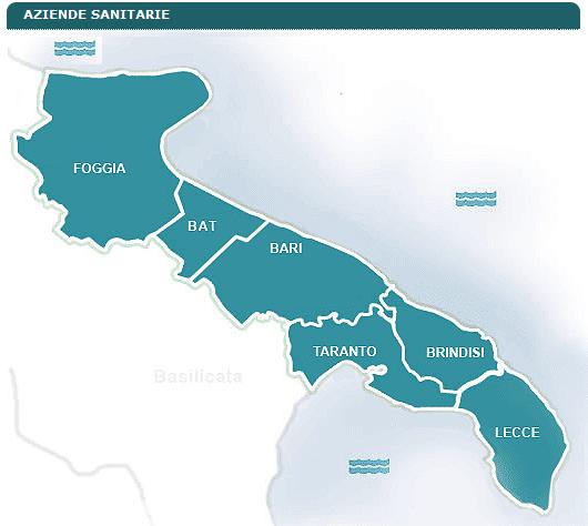 Aziende Sanitarie ASL Residenti Foggia 630.851 BAT 393.534 Bari 1.263.