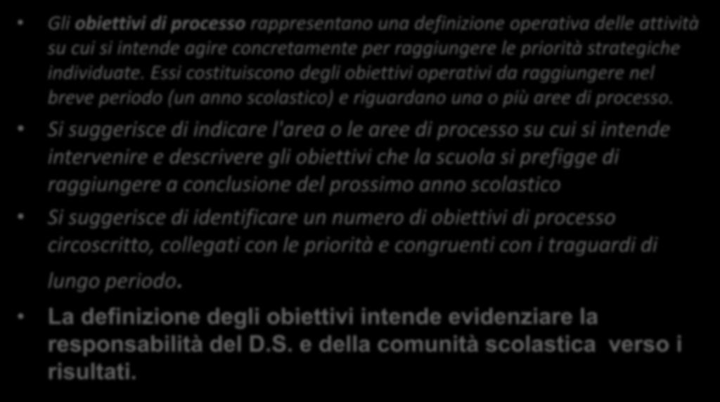 Che cosa sono gli obiettivi di processo?