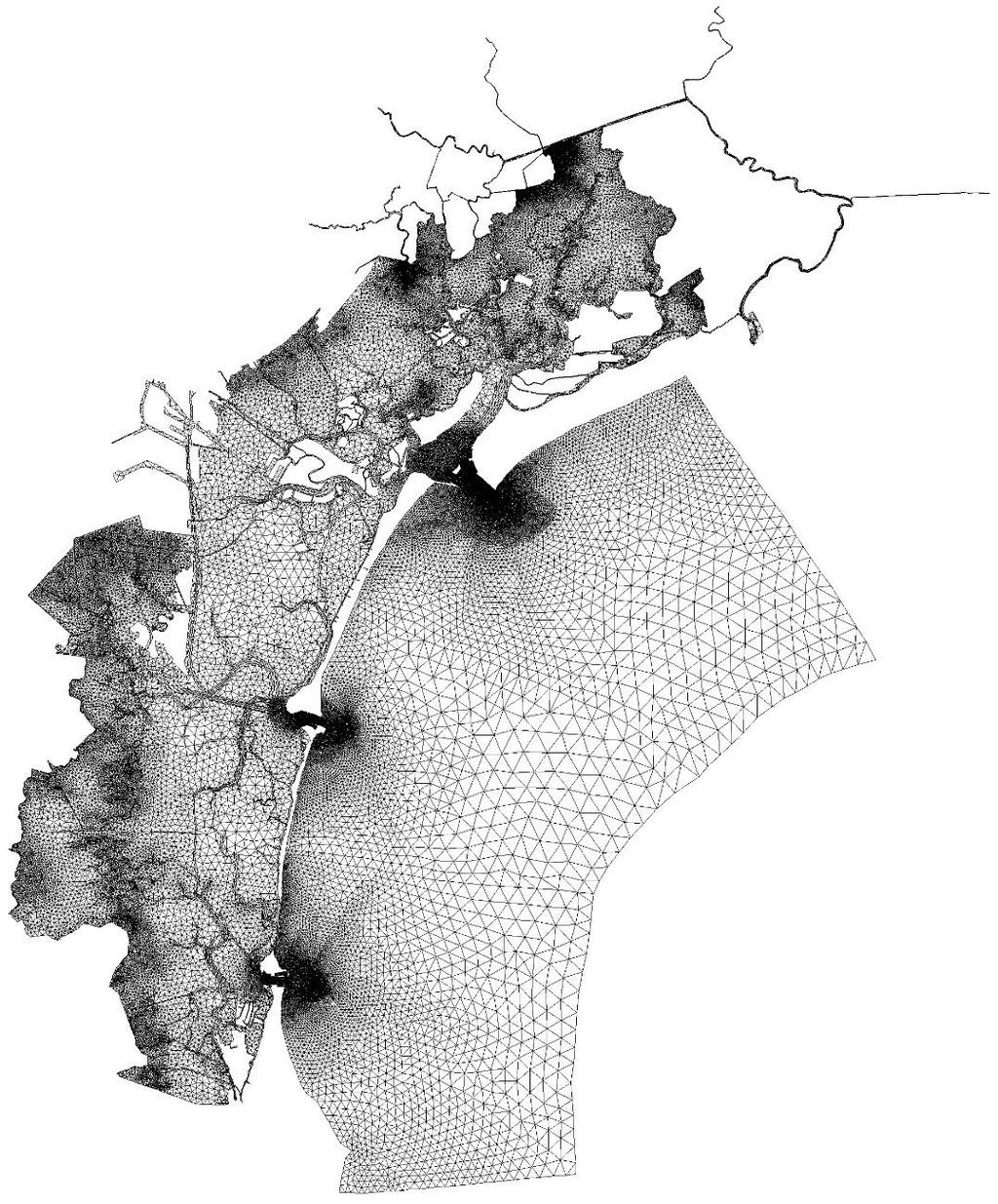 Modello generale 2D della Laguna di Venezia Griglia di calcolo 68171 nodi 129337 maglie