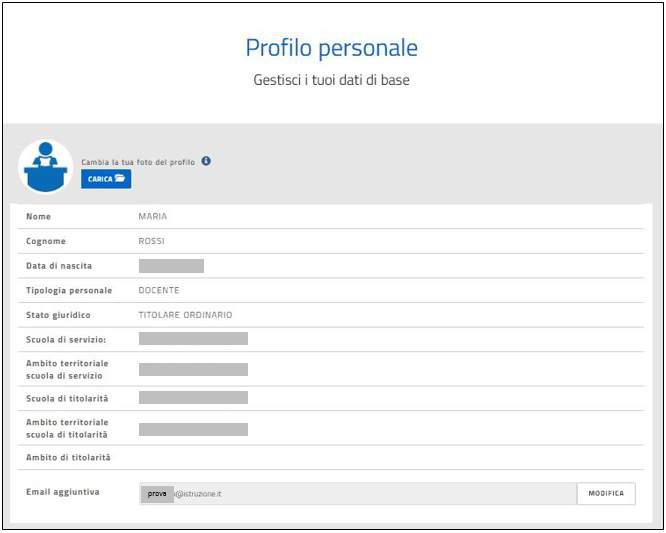 Il Prfil persnale Nella sezine Prfil persnale vengn prspettate le infrmazini persnali del dcente in termini di: Nme Cgnme Data di nascita Tiplgia del persnale Stat giuridic Scula di servizi: