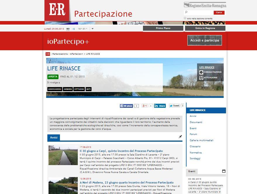 La Piazza LIFERINASCE su IoPartecipo+ per promuovere la partecipazione on line