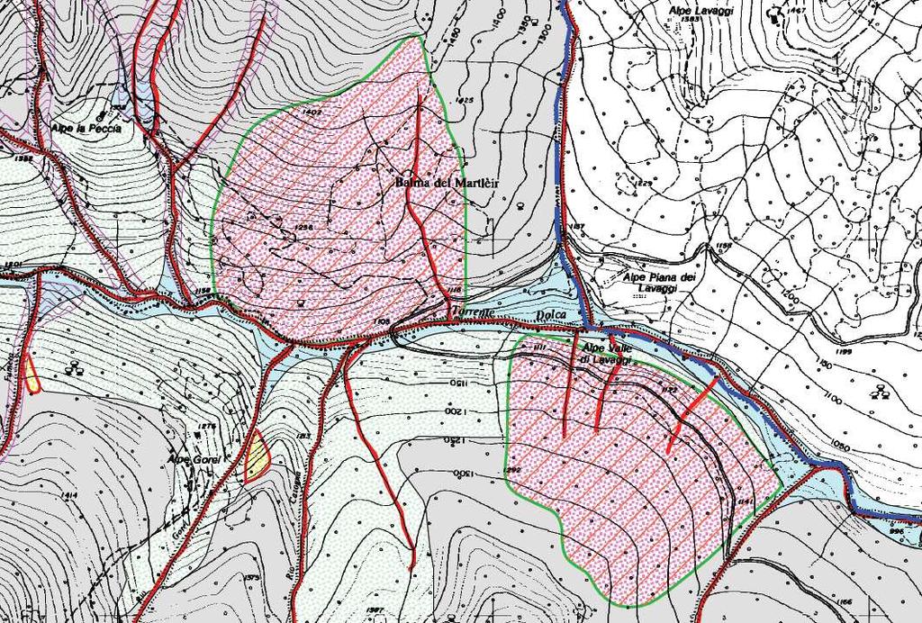 CARTA GEOMORFOLOGICA E DEI DISSESTI COMUNITA MONTANA VALLE MOSSO La cartografia della Comunità Montana rappresenta la sintesi degli studi geologici redatti per le varianti di adeguamento