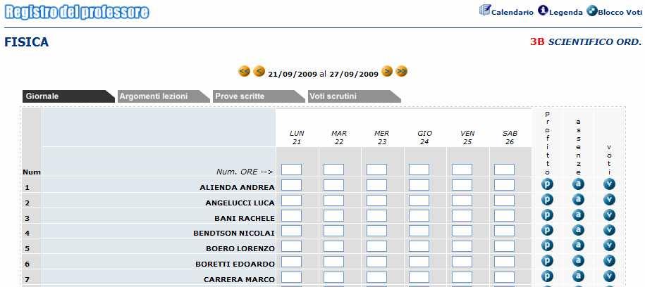 Attenzione a selezionare un intervallo di date tale da comprendere i voti che si vogliono visualizzare: Fig.12 Nella Fig.11 se si clicca sulla materia, si ottiene il registro completo: Fig.