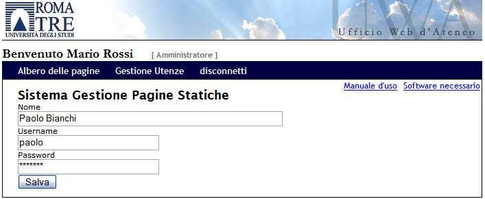 possibile effettuare due operazioni: possono essere eliminati (cliccando sulla X rossa a lato di ogni redattore) oppure si possono associare le pagine che il redattore potrà modificare