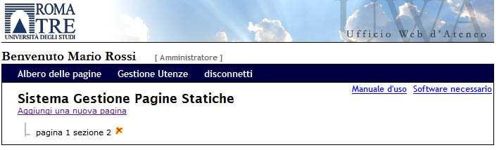 Figura 32: selezionare da pagina da associare Dopo aver scelto la pagina si viene indirizzati alla pagina precedente, aggiornata con la nuova pagina associata.