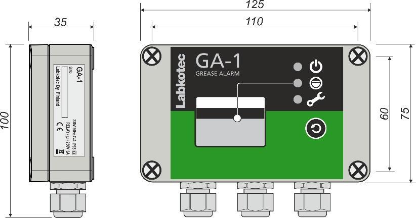 Fusibile massimo 10 A. 5 VA Sensore GA-SG1 Uscita relè a potenziale zero 250 V, 5 A Ritardo operativo 10 sec. Il relè toglie la tensione nel punto di attivazione.