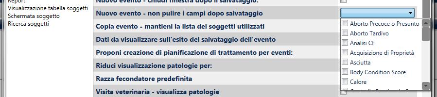 Nuovo evento visualizza ultimo sogg. inviato Questa opzione visualizza accanto alla lista dei soggetti la matricola dell ultimo soggetto per cui è stato inviato l evento.