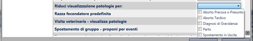 Riduci visualizzazione patologie per: E possibile selezionare