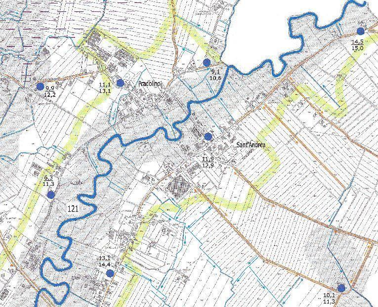 3.3 Rete idrografica L area è ubicata nel bacino del Loncon, nella zona di passaggio tra il sottobacino del fiume Fiume e quello dello Scolo Pontal (che rientra nel sottobacino del fiume Sile).