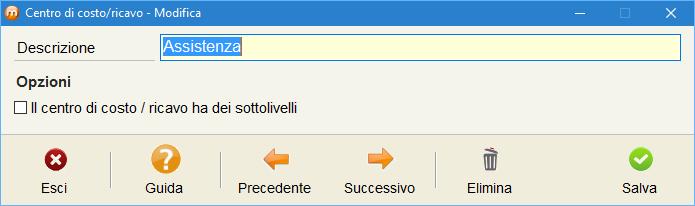 Un esempio pratico La prima cosa da fare consiste nel creare le eventuali attività e tutti i centri di costo/ricavo dell azienda.