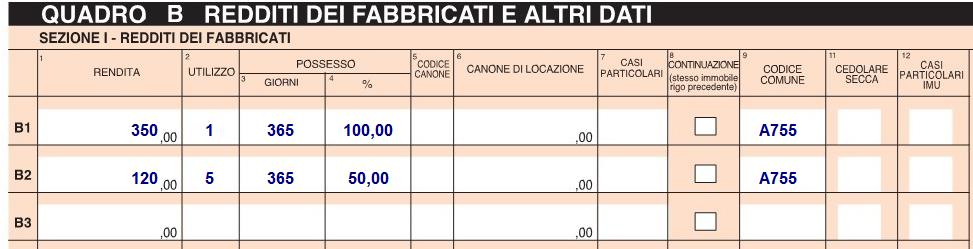 La stessa cosa sarà anche per la moglie: Il reddito dell abitazione principale e della pertinenza è dato da (rendita + 5%) il tutto rapportato alla % di possesso e