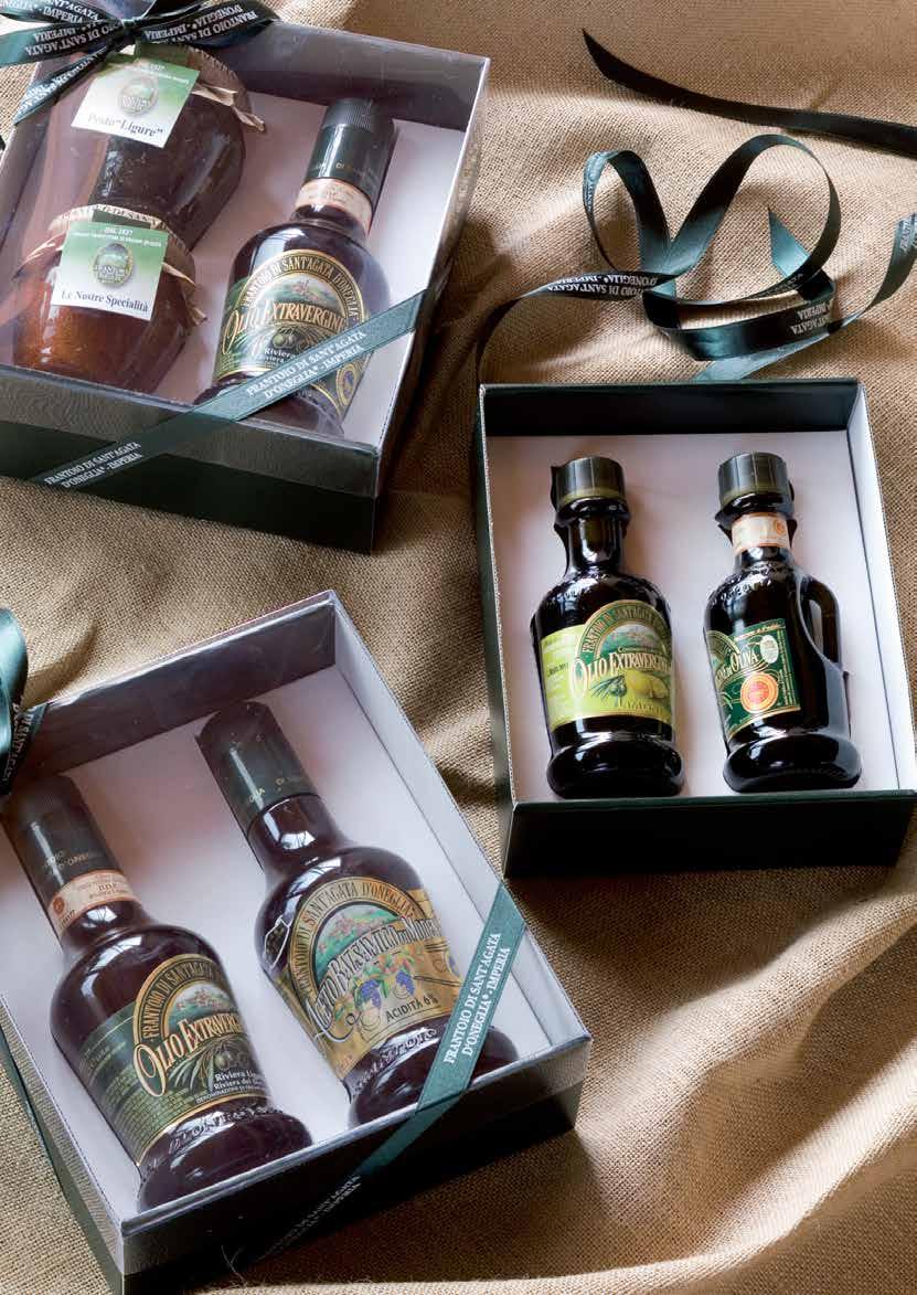 -137- -13- Scatole miste CODICE DESCRIZIONE 1010470 Confezione fiaschette 250 ml - olio extra vergine d oliva D.O.P. Riviera Ligure Riviera dei Fiori e aceto balsamico di Modena IGP senza caramello.