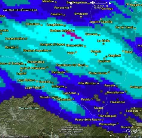 Alcuni isolati picchi si sono avuti anche nel reggiano in corrispondenza del