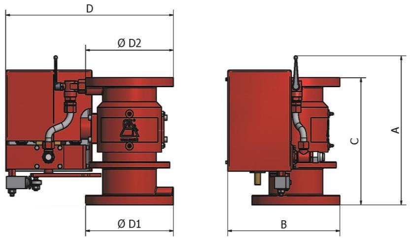 Dimensioni e Pesi Dimensions and Weights Ø Corpo Body Ø D1 Ø D2 A mm B mm C mm D mm Portata Massima Max.