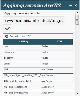 Figura 25 Lista servizi ArcGIS disponibili da visualizzare 2.