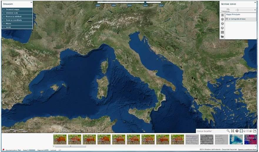 1. Schermata di avvio Visualizzatore Cartografico Manuale d'uso In questo manuale, verranno esposte le principali funzionalità del visualizzatore cartografico, la descrizione della finestra del menu